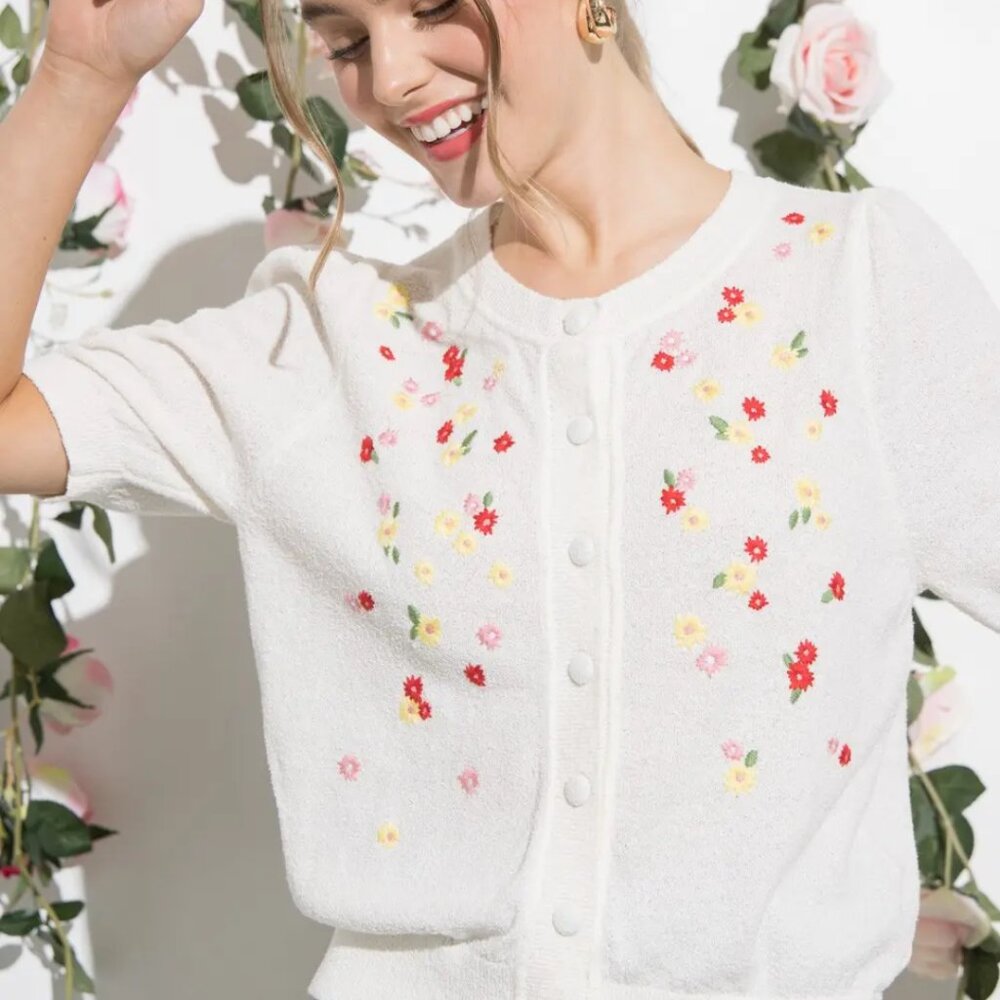 Aaron & Amber Floral Blouse Womens Large Button Up Cottagecore Feminine Y2k